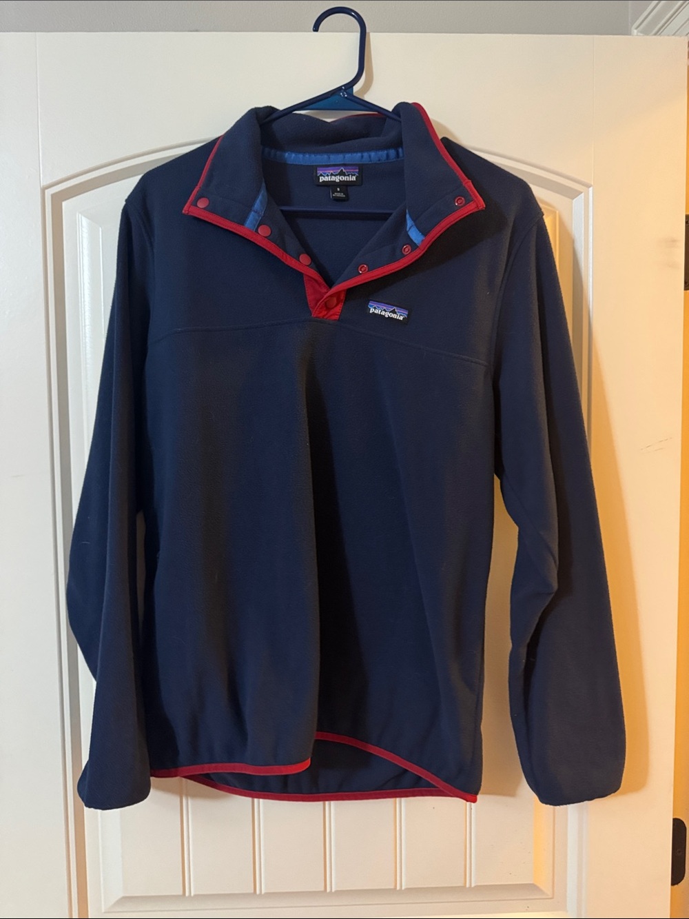 Patagonia Navy Pullover Fleece with Red Trim